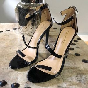 Liliana black patent heels